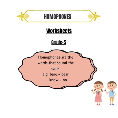 Homophones Grammar Worksheet for Grade 5 English