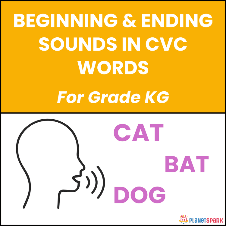 Class KG English Worksheet on CVC Beginning and Ending Sounds