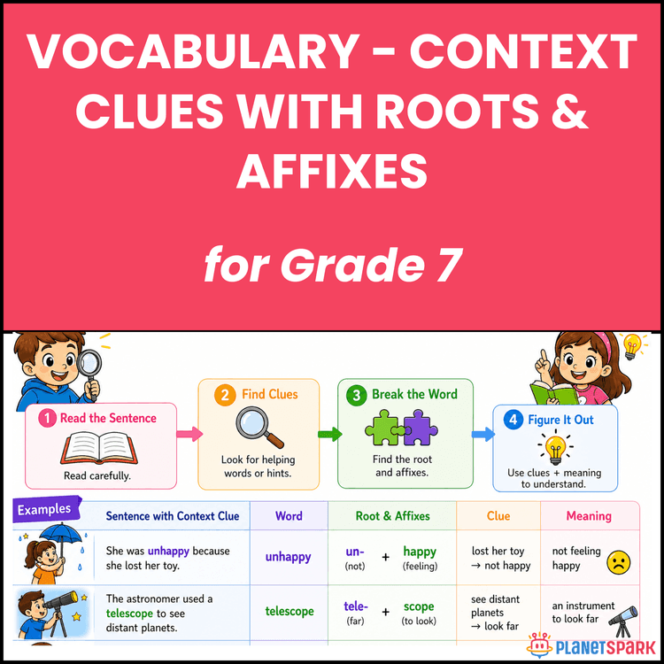 Class 7 Worksheet on Context Clues and Affixes