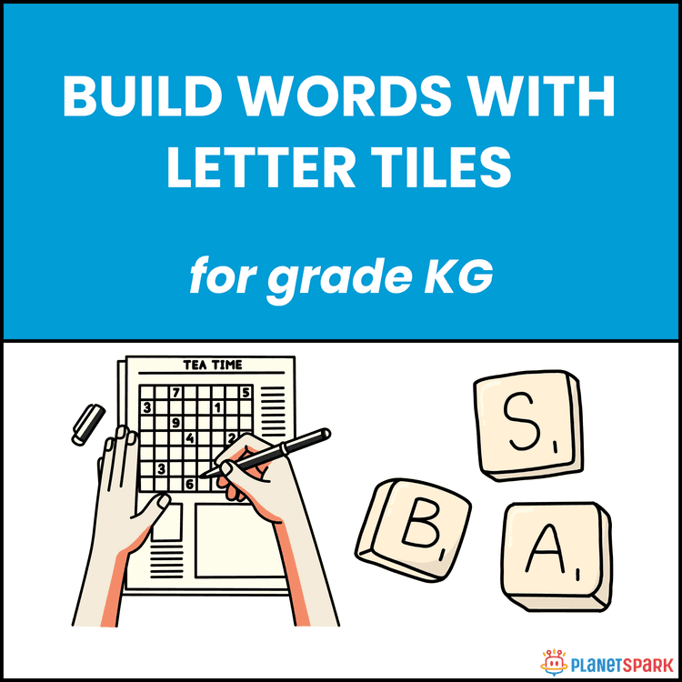 Class KG English Grammar Worksheet Build Words Tiles