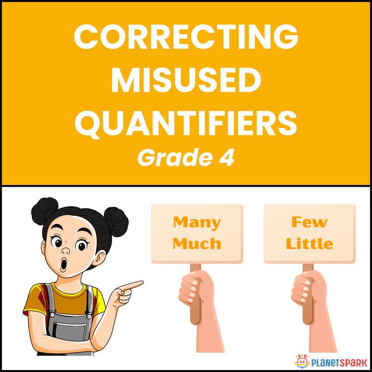 Class 4 Grammar Worksheet on Quantifier Error Fixes