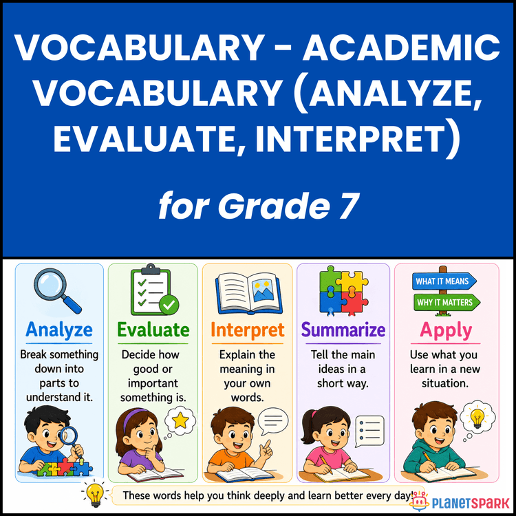 Class 7 Worksheet on Academic Vocabulary Skills