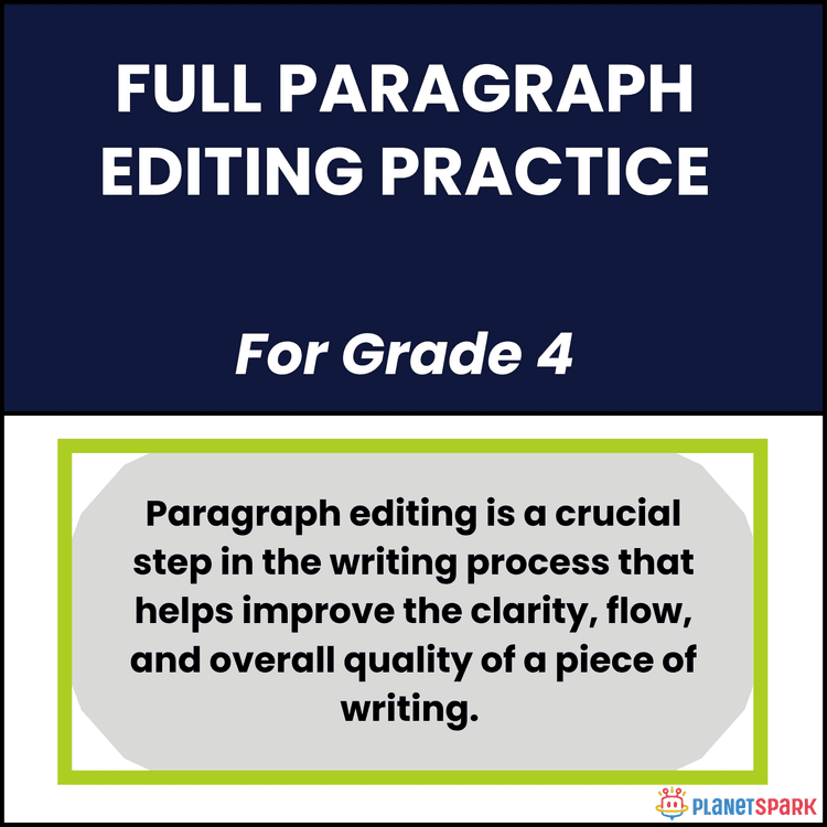 Class 4 Grammar Worksheet on Paragraph Editing