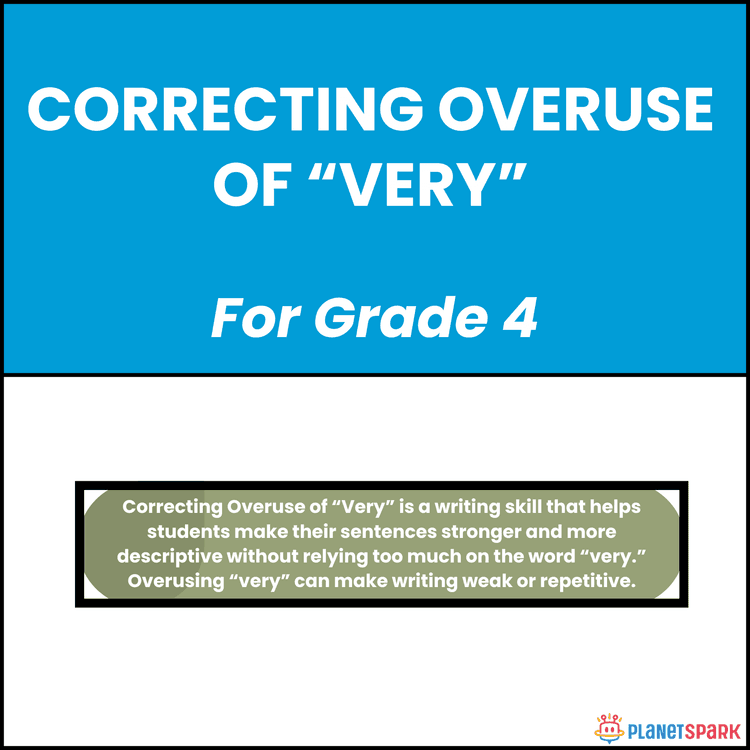 Class 4 English Grammar Worksheet on Overuse of Very