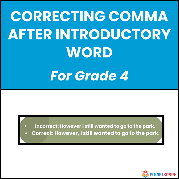 Class 4 Grammar Worksheet on Introductory Commas