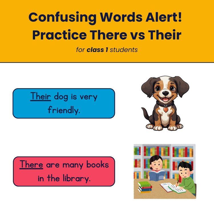 Their vs There – Class 1 Grammar Worksheet