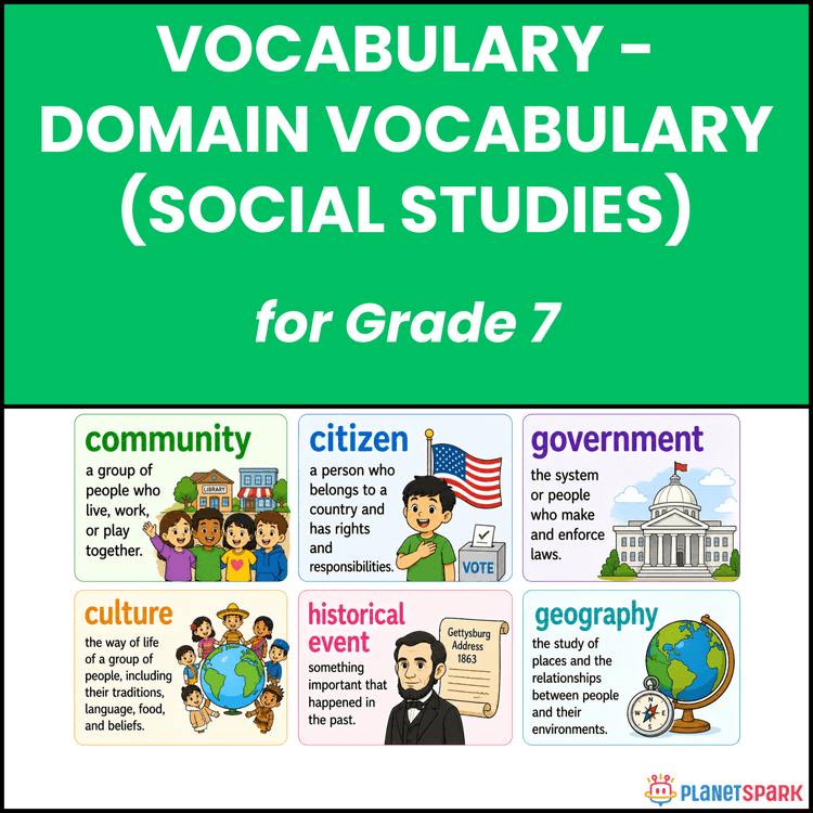 Class 7 Worksheet on Social Studies Vocabulary