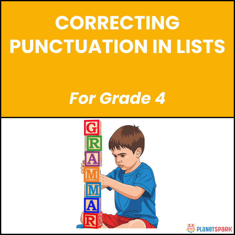 Class 4 Grammar Worksheet on Punctuation in Lists