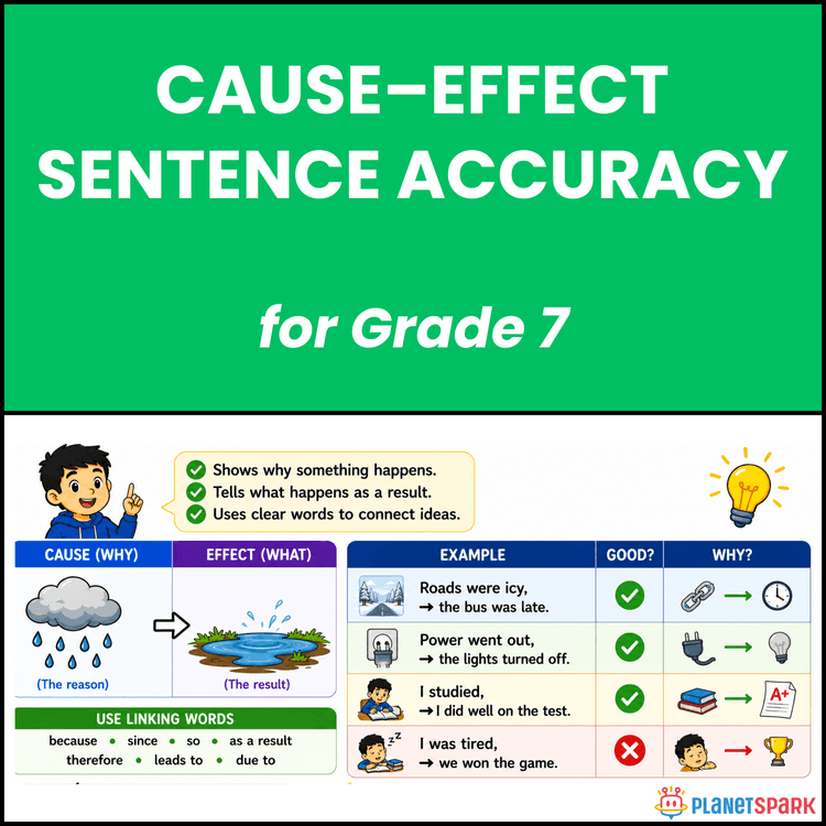 Class 7 Worksheet on Cause and Effect Sentences