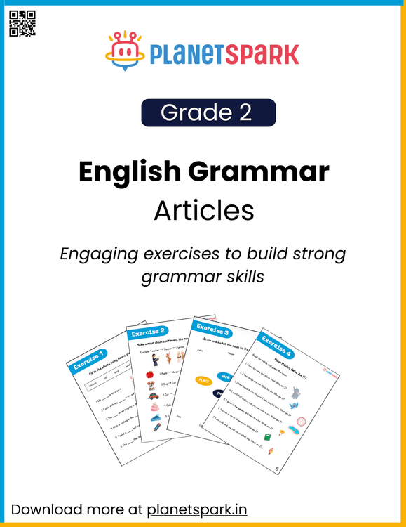 Class 2 English Grammar Worksheet on Articles