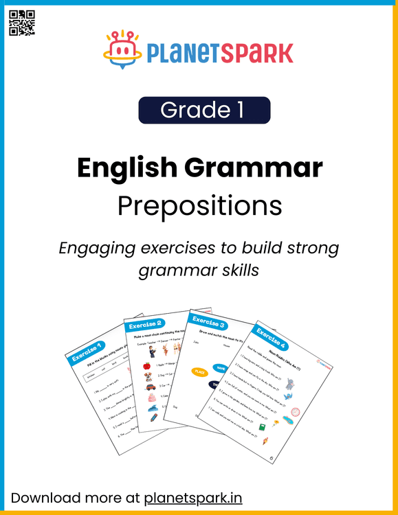 Visual Prepositions – Class 1 Worksheet