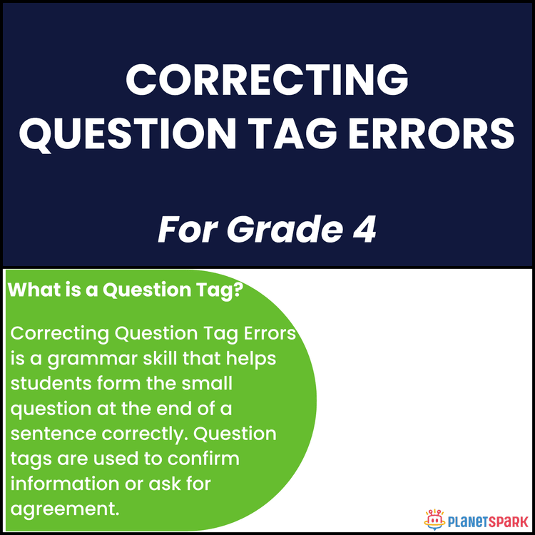 Class 4 English Grammar Worksheet on Question Tags