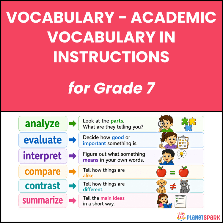 Class 7 Worksheet on Instruction Vocabulary