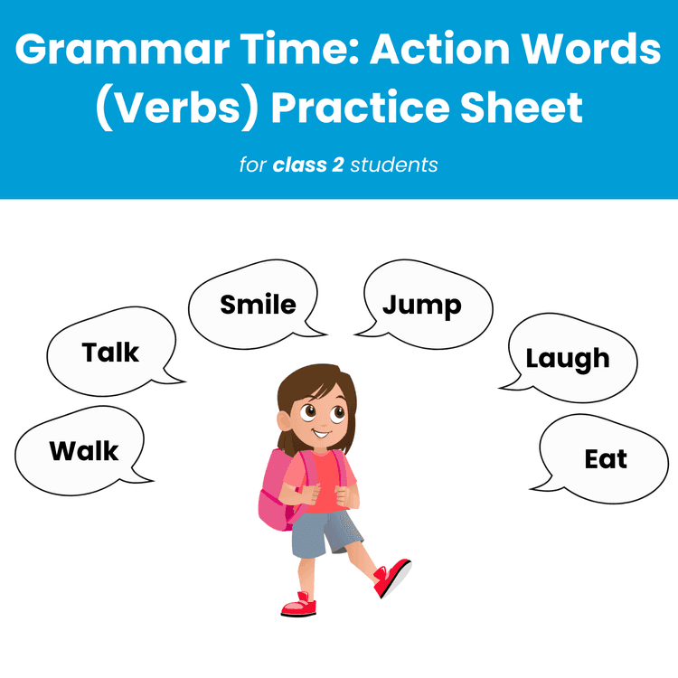 Class 2 One-Word Grammar Worksheet on Verbs