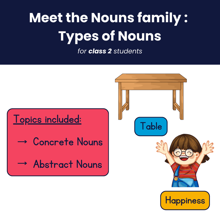 Class 2 Worksheet on Concrete vs Abstract Nouns