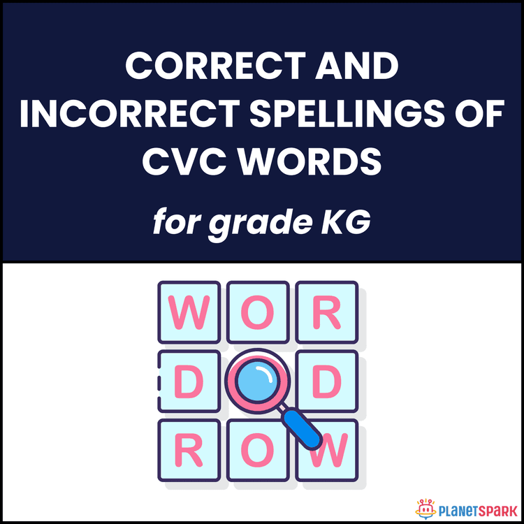 Class KG English Worksheet Correct CVC Spellings