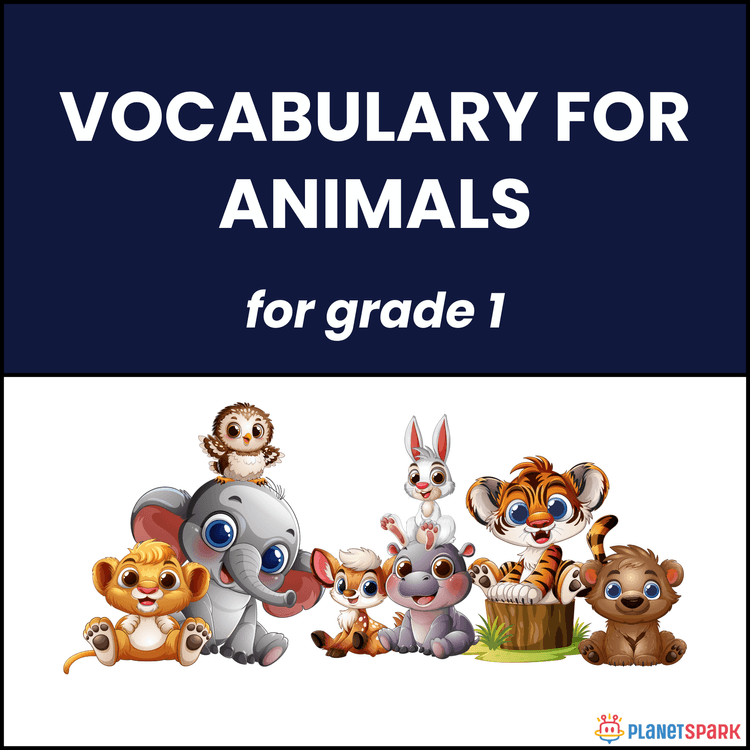 Class 1 English Worksheet for Animals Vocabulary