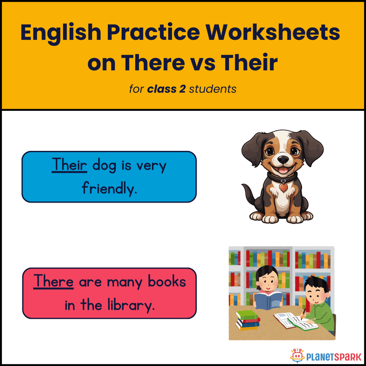 Class 2 English Worksheet on There vs Their