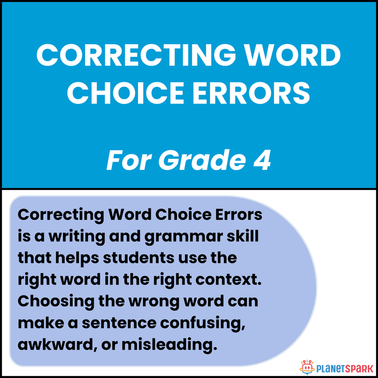 Class 4 English Grammar Worksheet on Word Choice Errors