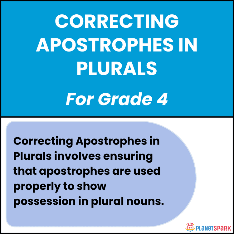 Class 4 Grammar Worksheet on Apostrophes in Plurals