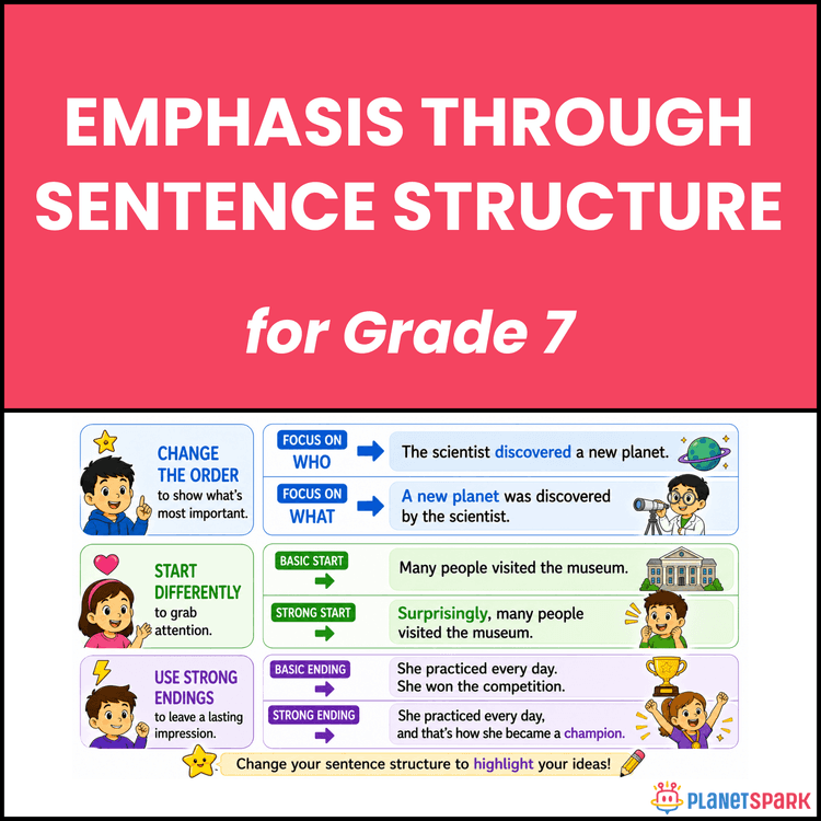Class 7 Worksheet on Emphasis in Sentence Structure