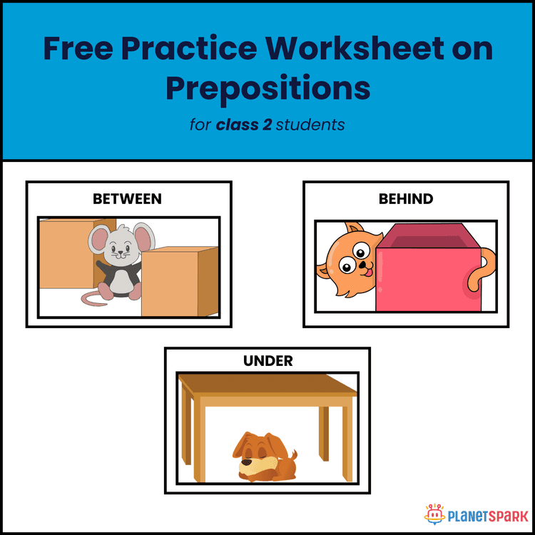 Class 2 English Worksheet on Prepositions