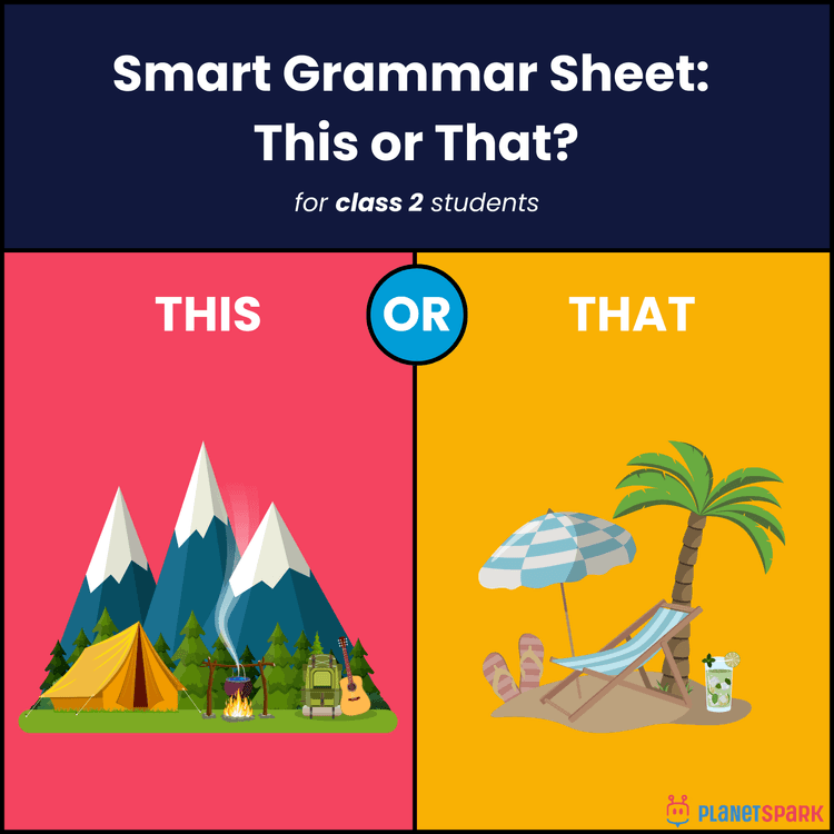 Class 2 Worksheet on This and That with Examples