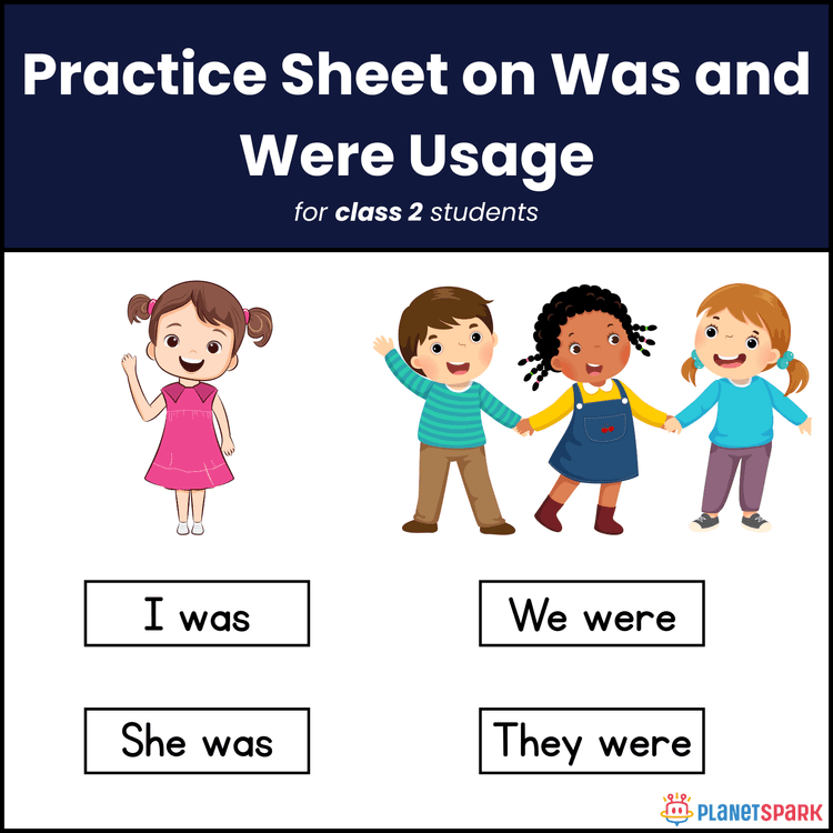 Class 2 Grammar Worksheet for Using Was and Were 