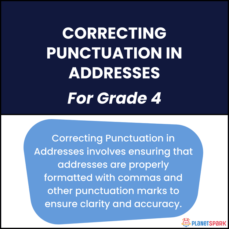 Class 4 Grammar Worksheet on Punctuation in Addresses
