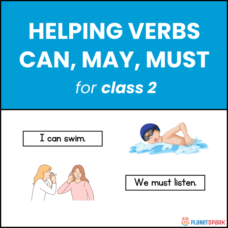 Class 2 Worksheet: Helping Verbs – Can, May, Must