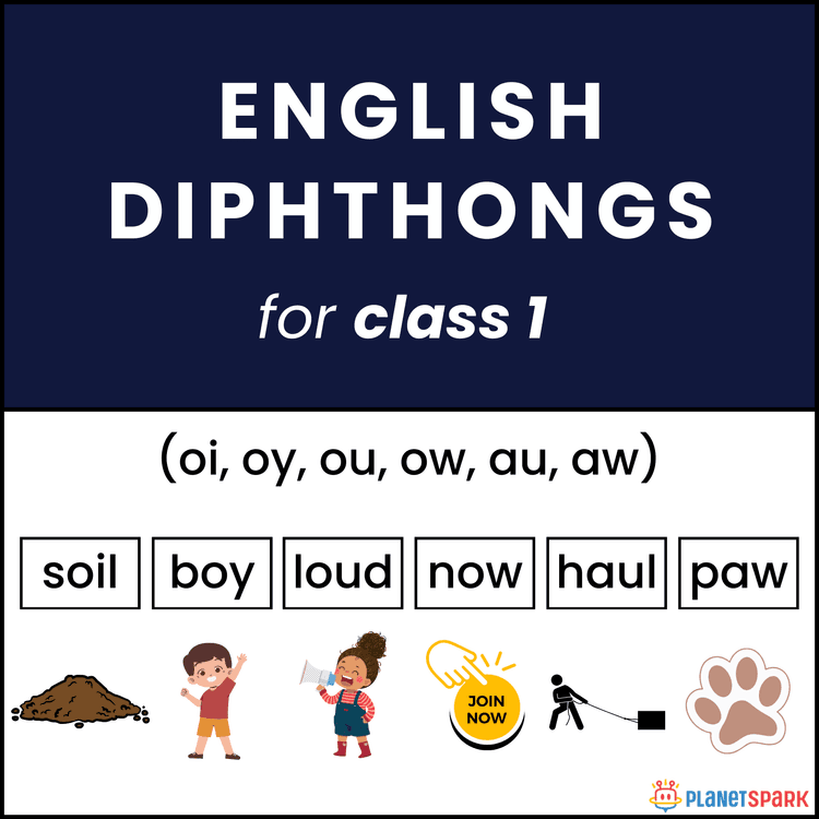 Diphthongs Word Practice – Class 1 Worksheet