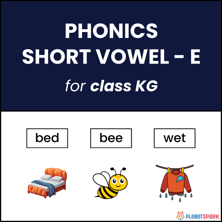 KG Worksheet on Short Vowel 'e' 