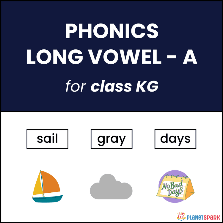 KG English Worksheet on Long Vowel 'a' 