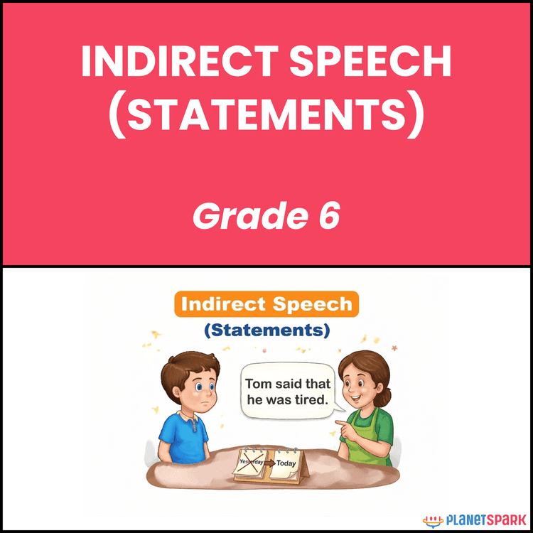 Class 6 Indirect Speech Statements Grammar Worksheet