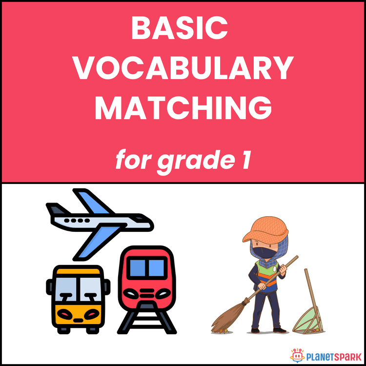 Class 1 English Worksheet for Basic Vocabulary 