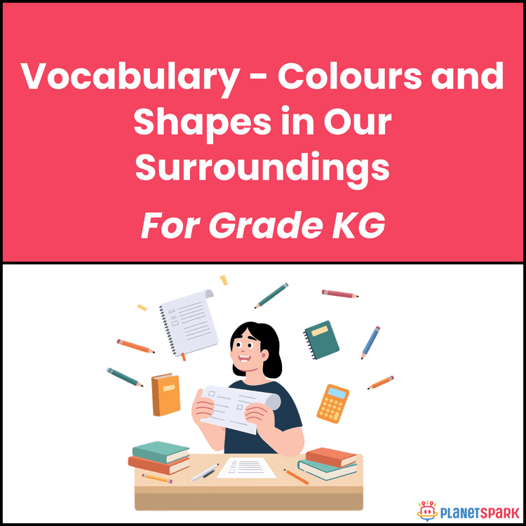 Class KG English Worksheet on Colours and Shapes