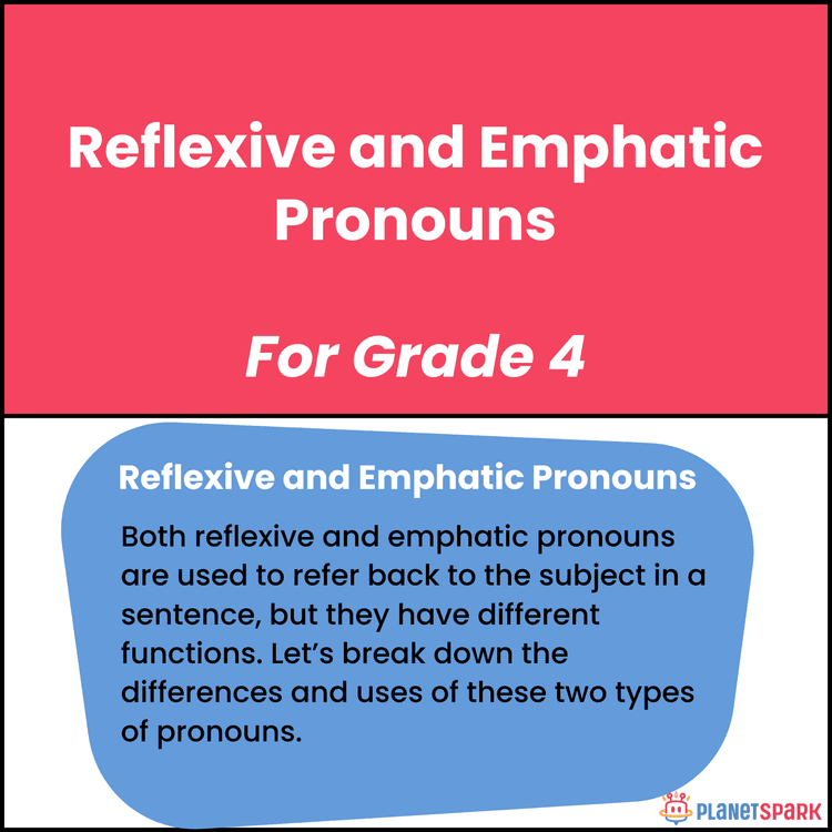 Class 4 Grammar Worksheet on Reflexive and Emphatic Pronouns