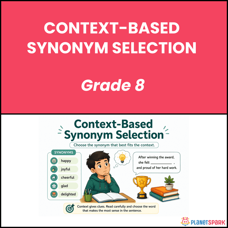 Class 8 Synonym Grammar Worksheet with Context