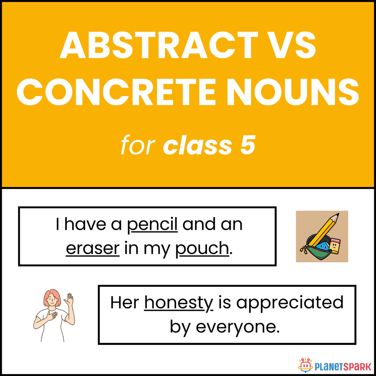 Class 5 English Worksheet on Abstract vs Concrete Nouns – Meaning and Examples