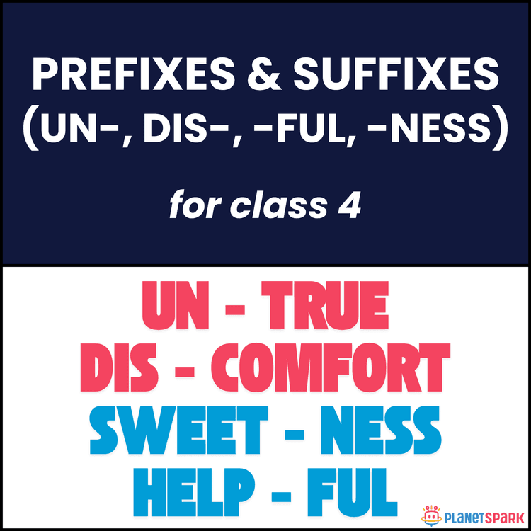 Class 4 English Worksheet on Prefixes and Suffixes