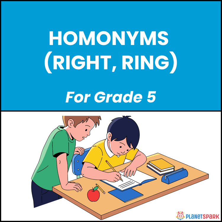 Class 5 English Worksheet on Homonyms Right Ring