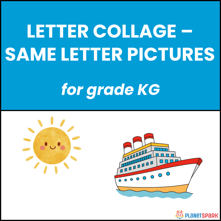 Class KG English Worksheet Collage Same Letters