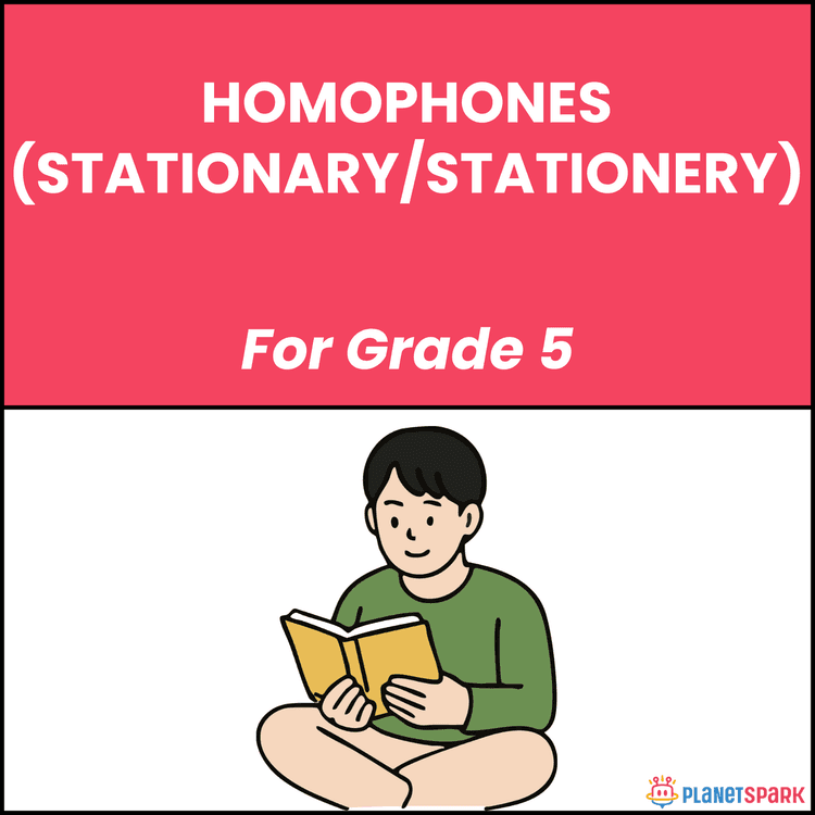Class 5 English Worksheet on Homophones Stationary
