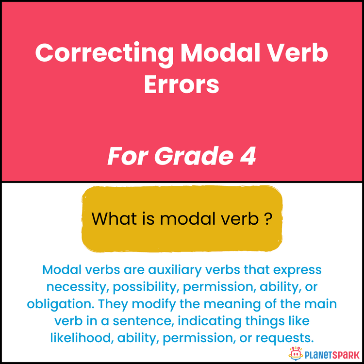 Class 4 Grammar Worksheet on Modal Verbs