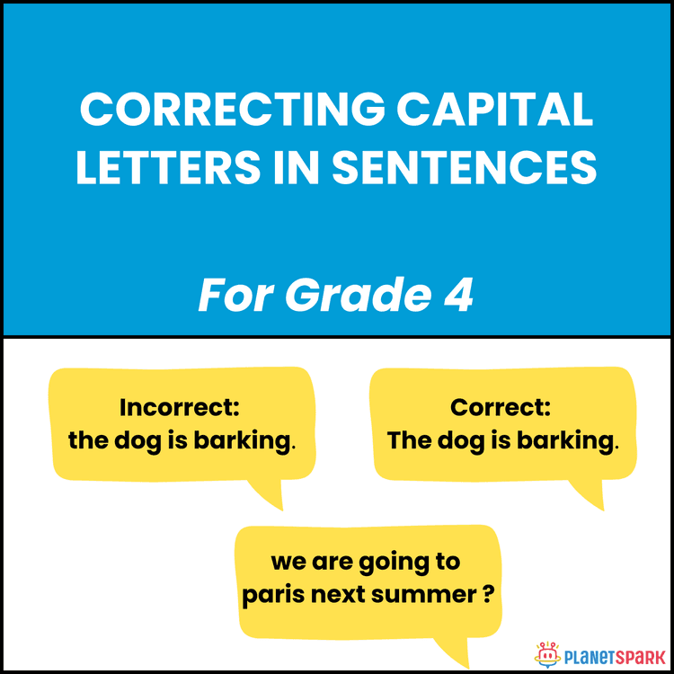 Class 4 Grammar Worksheet on Capital Letters