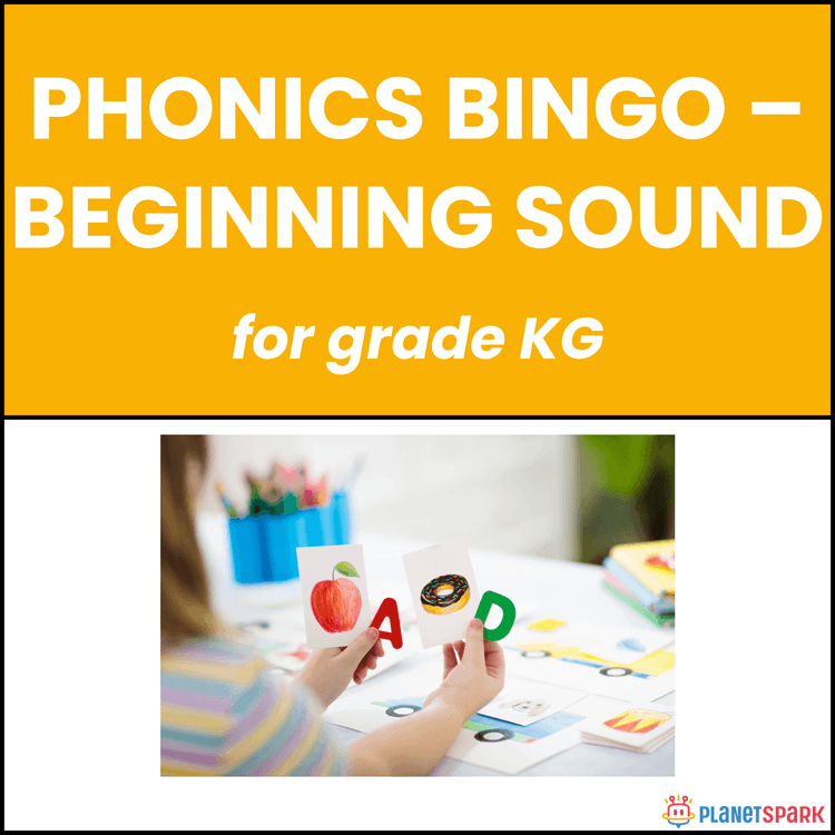 Class KG Phonics Worksheet Beginning Sound Bingo