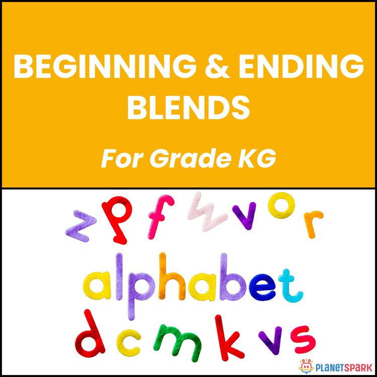 Class KG English Worksheet on Beginning and Ending Blends