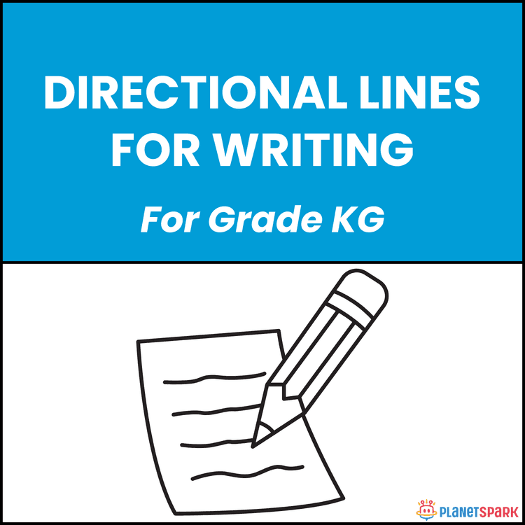 Class KG English Worksheet on Directional Writing Lines