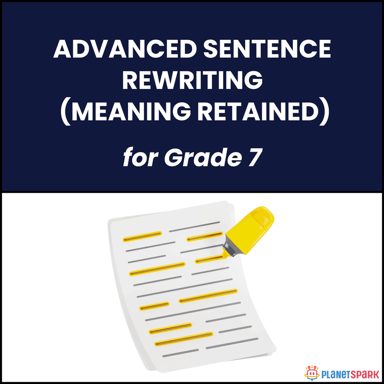 Class 7 English Grammar Worksheet on Sentence Rewriting
