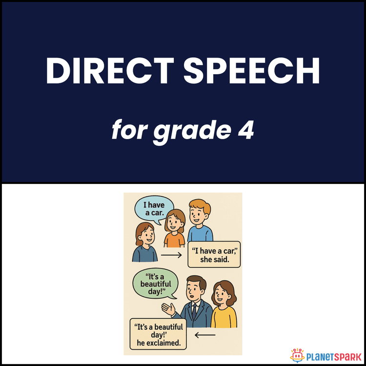 Class 4 English Grammar Worksheet on Direct Speech 